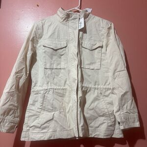 Style & Co Womens Jacket M Medium Petite White Snap Up Zip Pockets New